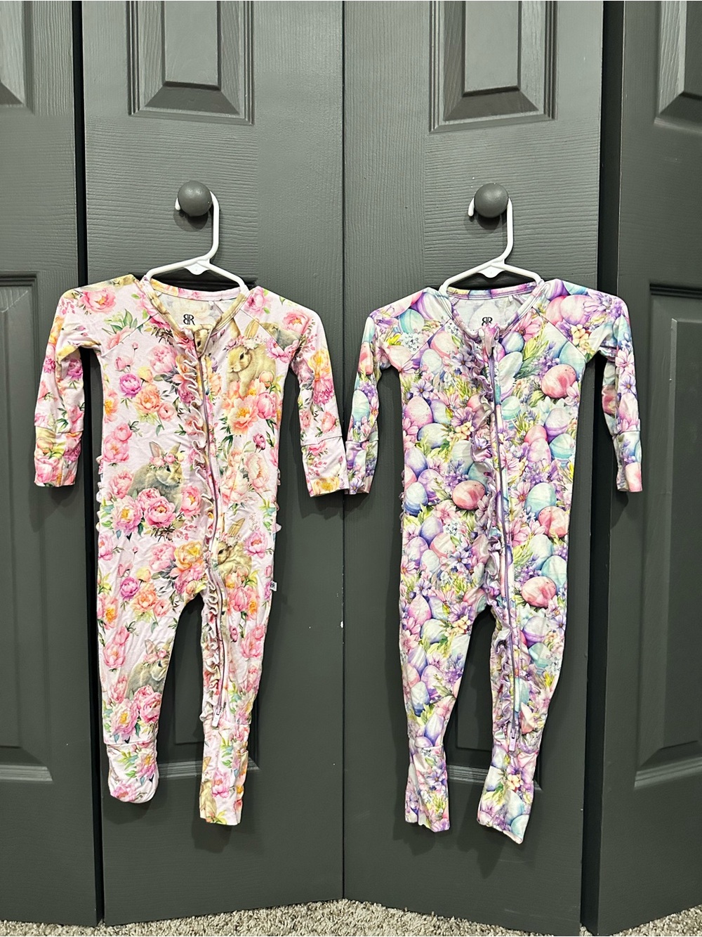 Ruffle Floral Zip One-Piece Pajamas Bundle